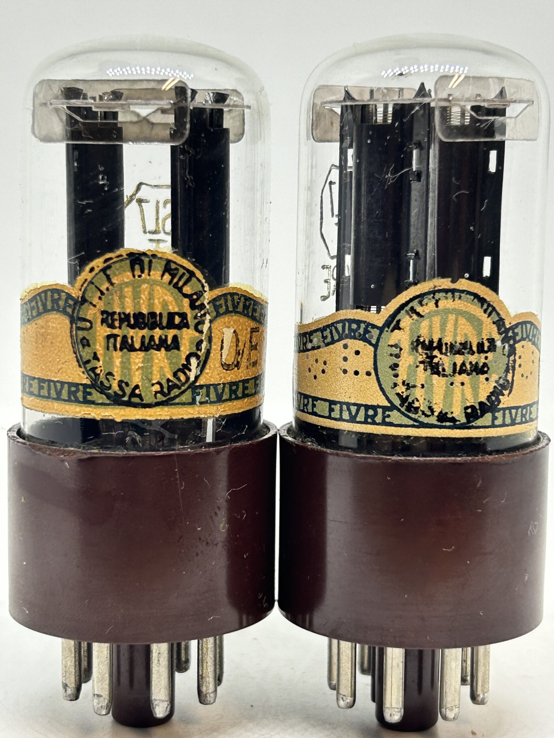 6SL7 Fivre tube 1940s brown base black plate fatboy NOS Italy