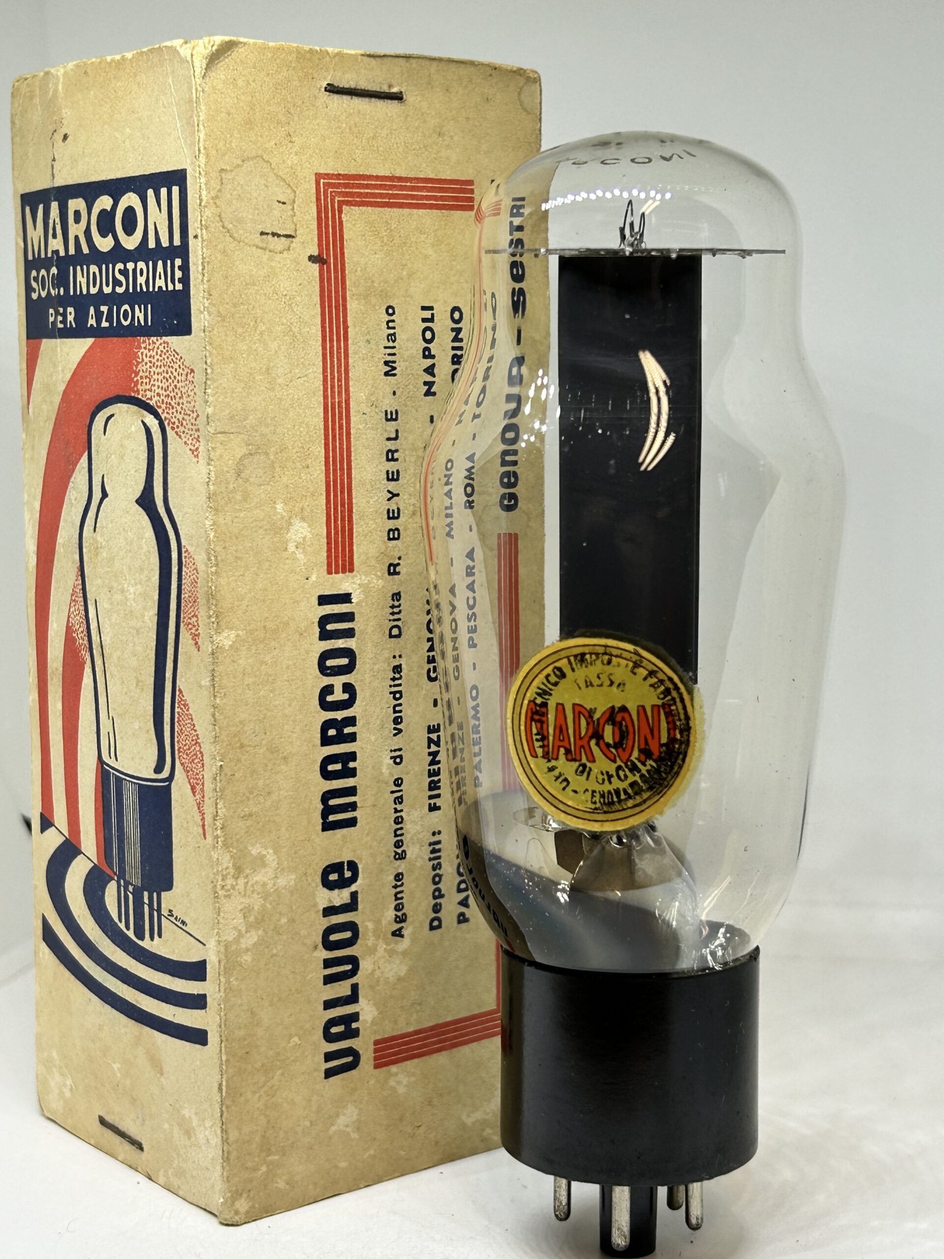 U52 Marconi Italy NOS black plate rectifier fat coke bottle shape 1930s ultra rare